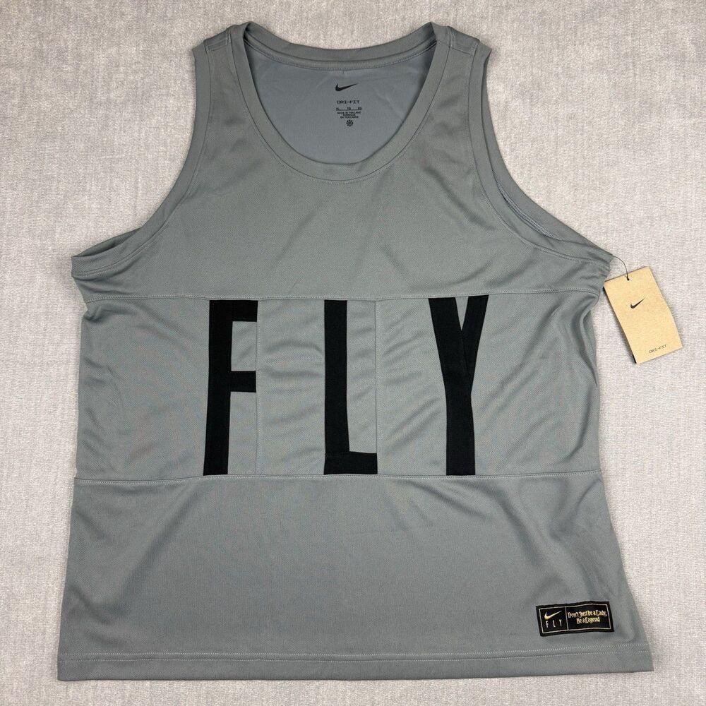 Nike Dri-FIT Swoosh Fly Tank Womens XL Gray Basketball Jersey DC7907-065 New